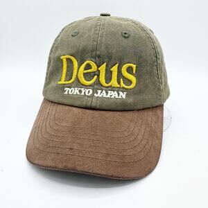 Deus Ex Machina Metro Dad Cap Tokyo Japan Strapback Hat Green Brown OSFA